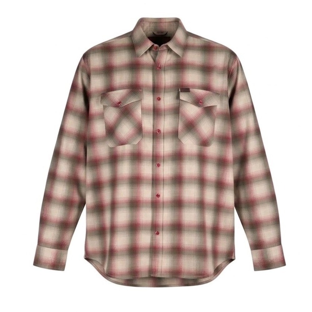 Dixxon Flannel Bubba Plaid Shirt Mens 3XL Pearl Snap Beige Red D-Tech LS Biker